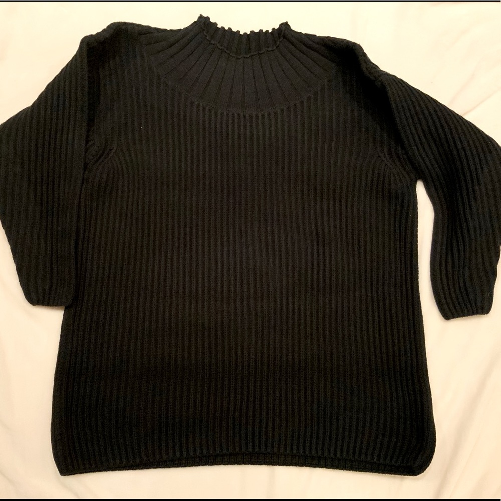 Black ribbed mock turtleneck